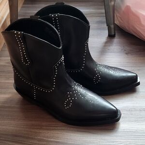 H&M Black Ankle Boots with Silver Studs